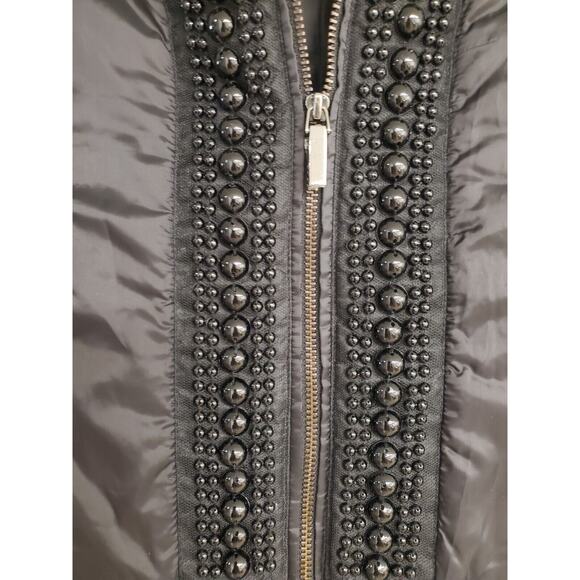Women's Rafaella Black Beaded Full Zip Lightweight Vest | Size Petite Medium - Picture 4 of 7